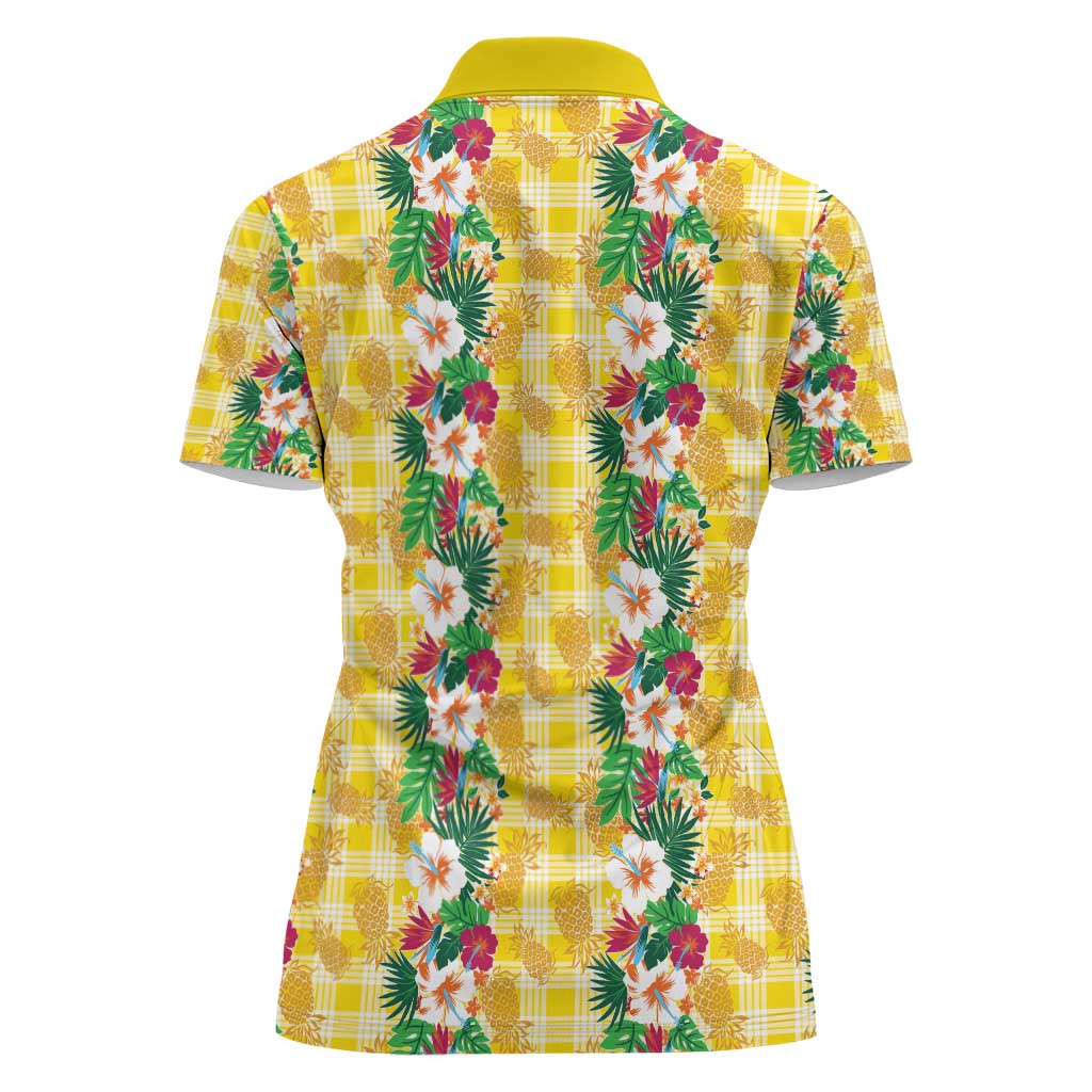 Hawaiian Palaka Women Polo Shirt Hibiscus Pineapple Lei LT9 - Polynesian Pride