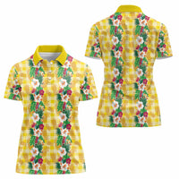 Hawaiian Palaka Women Polo Shirt Hibiscus Pineapple Lei LT9 - Polynesian Pride