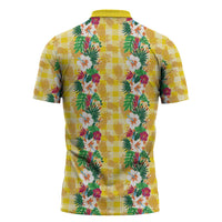 Hawaiian Palaka Zipper Polo Shirt Hibiscus Pineapple Lei LT9 - Polynesian Pride