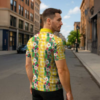 Hawaiian Palaka Zipper Polo Shirt Hibiscus Pineapple Lei LT9 - Polynesian Pride