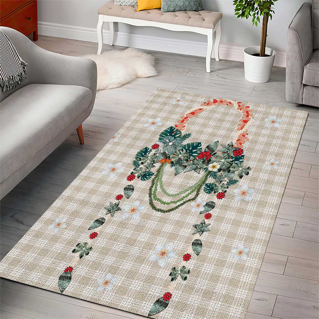 Brown Hawaiian Palaka Area Rug Kukui Nut Money Lei LT9 - Polynesian Pride