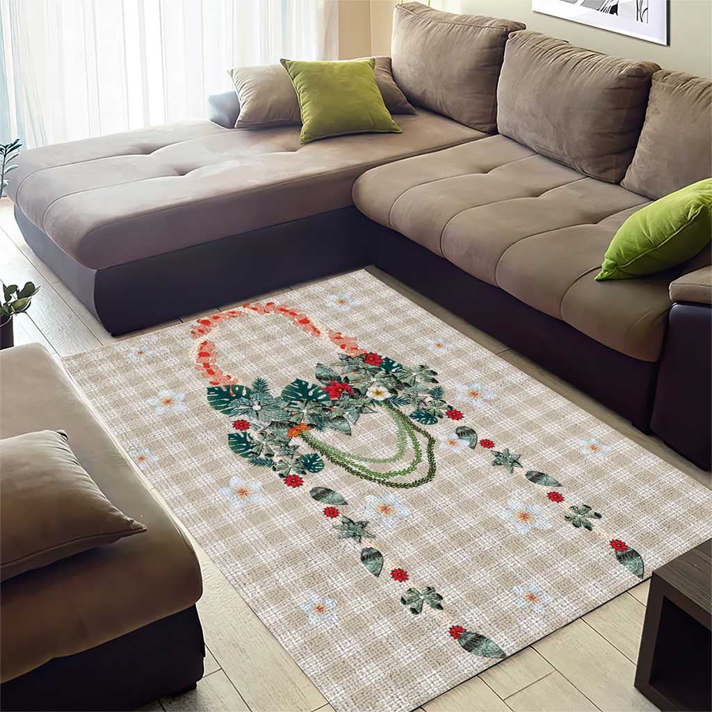 Brown Hawaiian Palaka Area Rug Kukui Nut Money Lei LT9 - Polynesian Pride