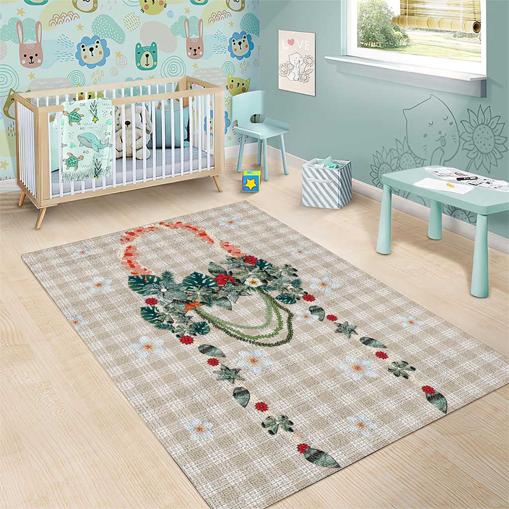 Brown Hawaiian Palaka Area Rug Kukui Nut Money Lei LT9 - Polynesian Pride