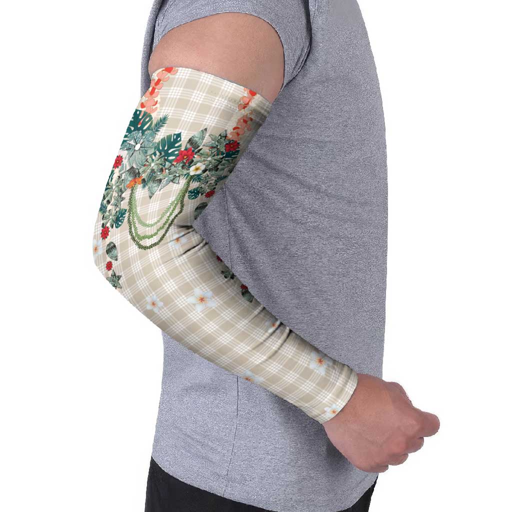 Brown Hawaiian Palaka Arm Sleeves Kukui Nut Money Lei LT9 - Polynesian Pride