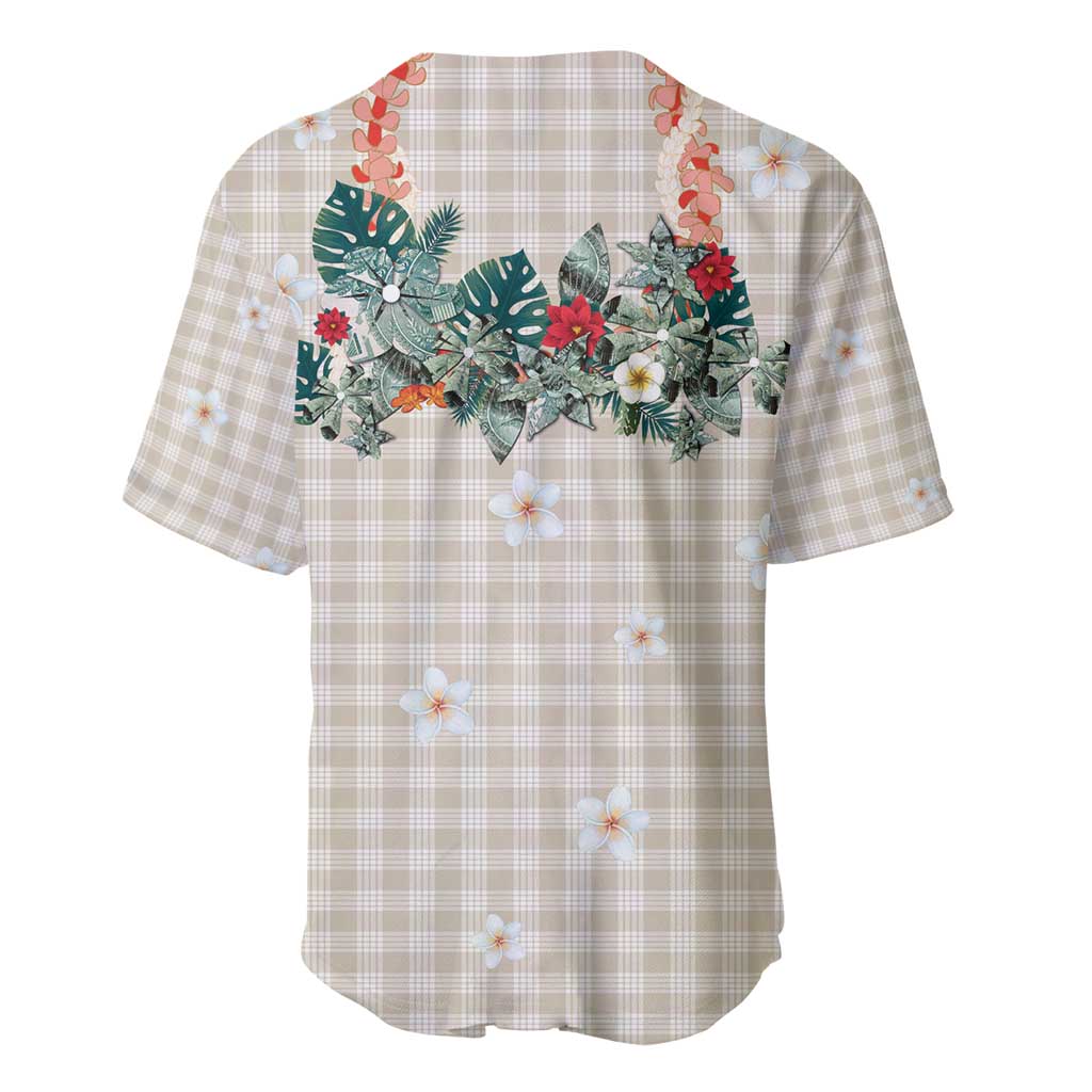 Brown Hawaiian Palaka Baseball Jersey Kukui Nut Money Lei LT9 - Polynesian Pride