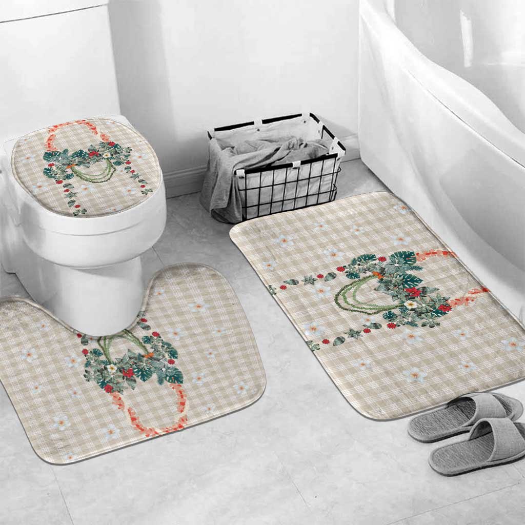 Brown Hawaiian Palaka Bathroom Set Kukui Nut Money Lei LT9 Mat Set Only (3 pcs) One Size Brown - Polynesian Pride