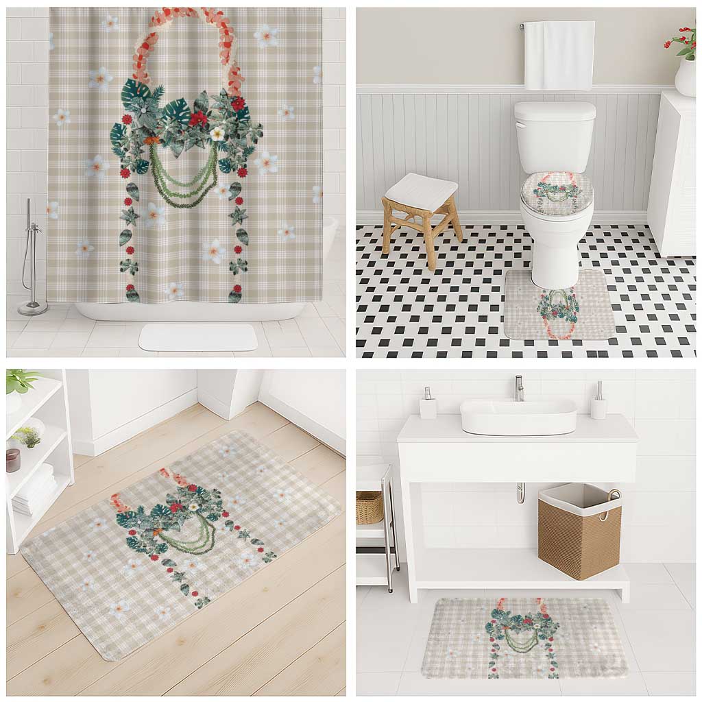 Brown Hawaiian Palaka Bathroom Set Kukui Nut Money Lei LT9 - Polynesian Pride