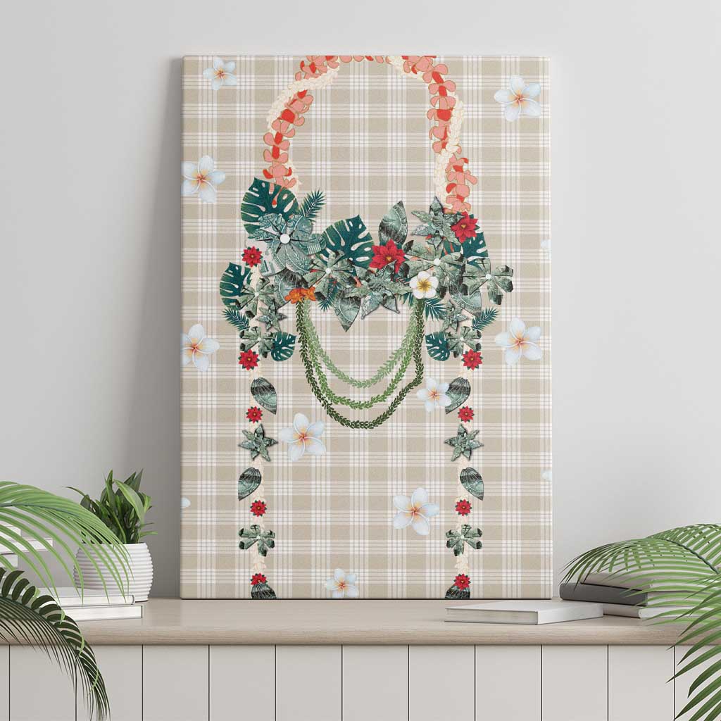 Brown Hawaiian Palaka Canvas Wall Art Kukui Nut Money Lei LT9 - Polynesian Pride