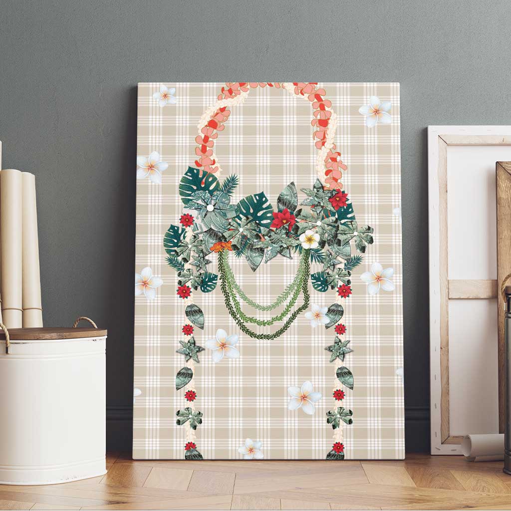 Brown Hawaiian Palaka Canvas Wall Art Kukui Nut Money Lei LT9 - Polynesian Pride