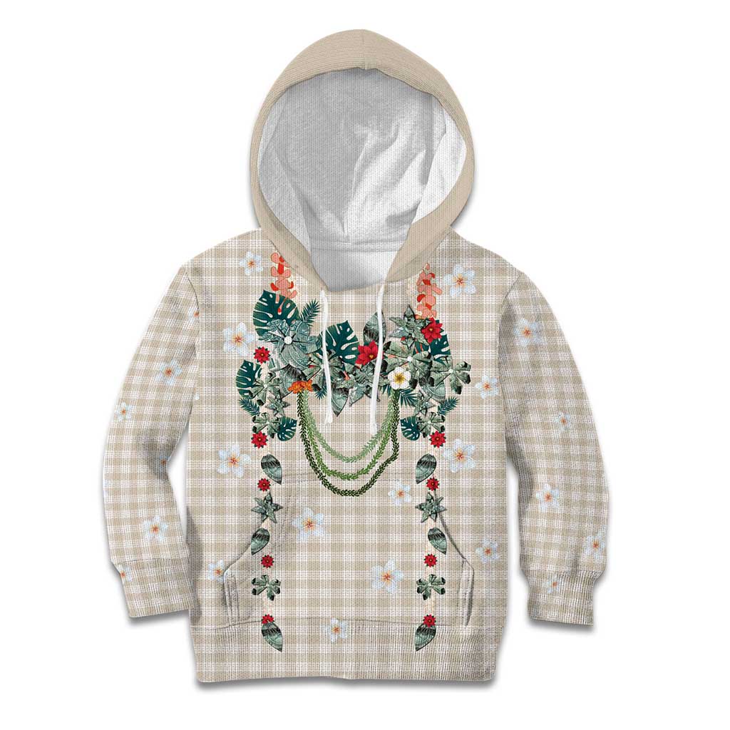 Brown Hawaiian Palaka Kid Hoodie Kukui Nut Money Lei LT9 Hoodie Brown - Polynesian Pride