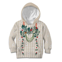 Brown Hawaiian Palaka Kid Hoodie Kukui Nut Money Lei LT9 Hoodie Brown - Polynesian Pride