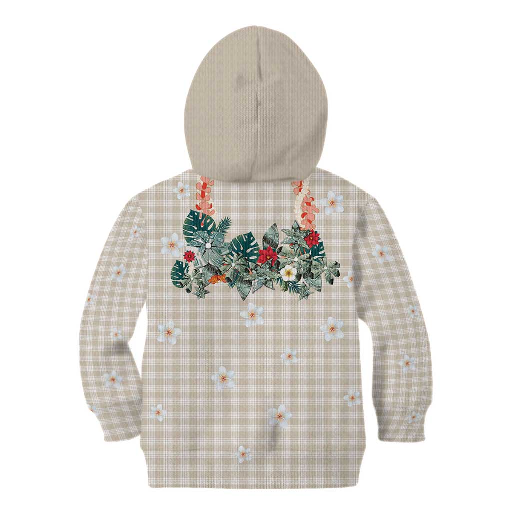 Brown Hawaiian Palaka Kid Hoodie Kukui Nut Money Lei LT9 - Polynesian Pride
