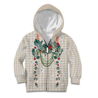 Brown Hawaiian Palaka Kid Hoodie Kukui Nut Money Lei LT9 Zip Hoodie Brown - Polynesian Pride