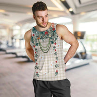 Brown Hawaiian Palaka Men Tank Top Kukui Nut Money Lei LT9 Brown - Polynesian Pride