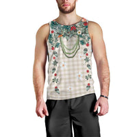 Brown Hawaiian Palaka Men Tank Top Kukui Nut Money Lei LT9 - Polynesian Pride