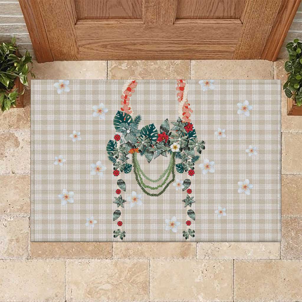 Brown Hawaiian Palaka Rubber Doormat Kukui Nut Money Lei LT9 Brown - Polynesian Pride