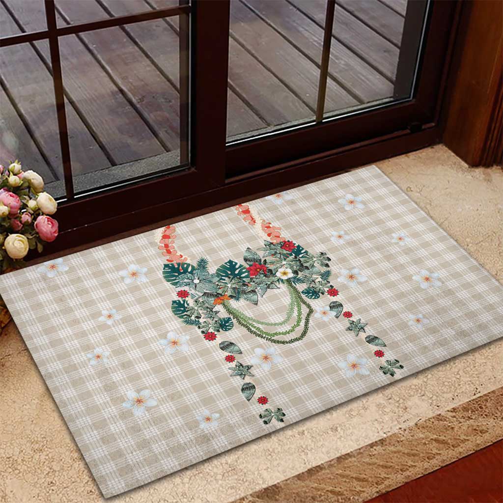 Brown Hawaiian Palaka Rubber Doormat Kukui Nut Money Lei LT9 - Polynesian Pride