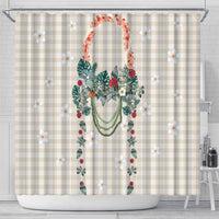 Brown Hawaiian Palaka Shower Curtain Kukui Nut Money Lei LT9 - Polynesian Pride