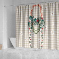 Brown Hawaiian Palaka Shower Curtain Kukui Nut Money Lei LT9 - Polynesian Pride