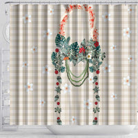 Brown Hawaiian Palaka Shower Curtain Kukui Nut Money Lei LT9 - Polynesian Pride