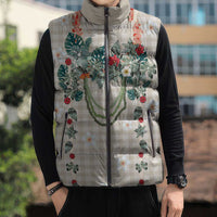 Brown Hawaiian Palaka Sleeveless Puffer Jacket Kukui Nut Money Lei LT9 - Polynesian Pride