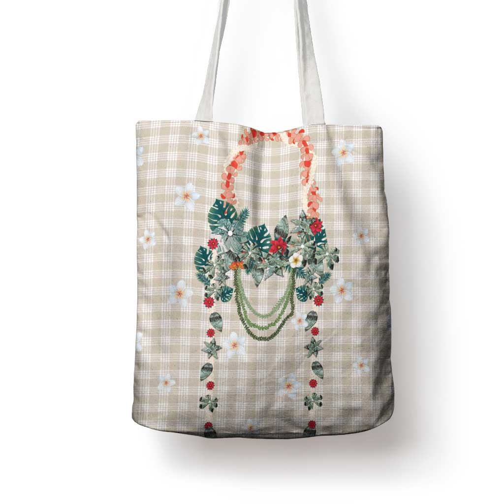 Brown Hawaiian Palaka Tote Bag Kukui Nut Money Lei LT9 - Polynesian Pride