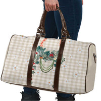 Brown Hawaiian Palaka Travel Bag Kukui Nut Money Lei LT9 - Polynesian Pride