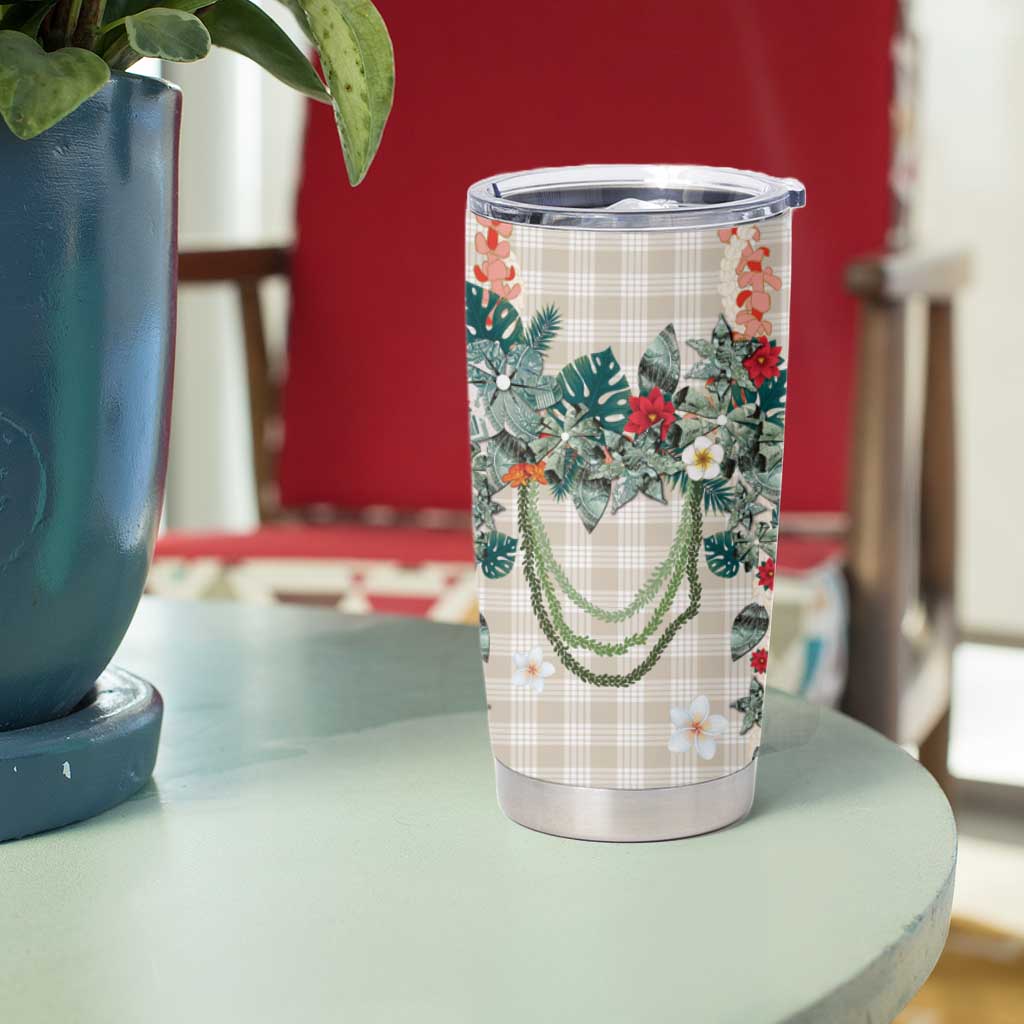 Brown Hawaiian Palaka Tumbler Cup Kukui Nut Money Lei LT9 - Polynesian Pride