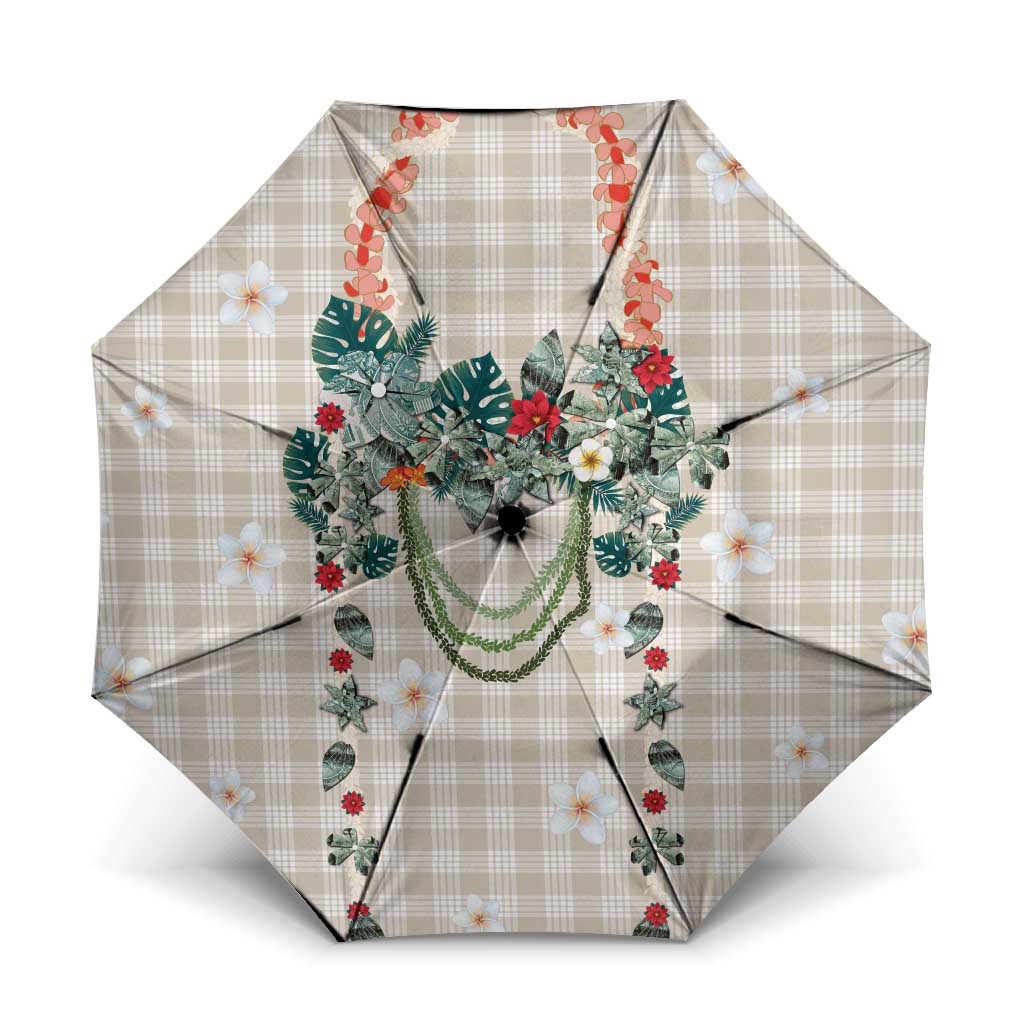 Brown Hawaiian Palaka Umbrella Kukui Nut Money Lei LT9 One Size Folded 11.42 inch Opened Diameter 37.4 inch Brown - Polynesian Pride