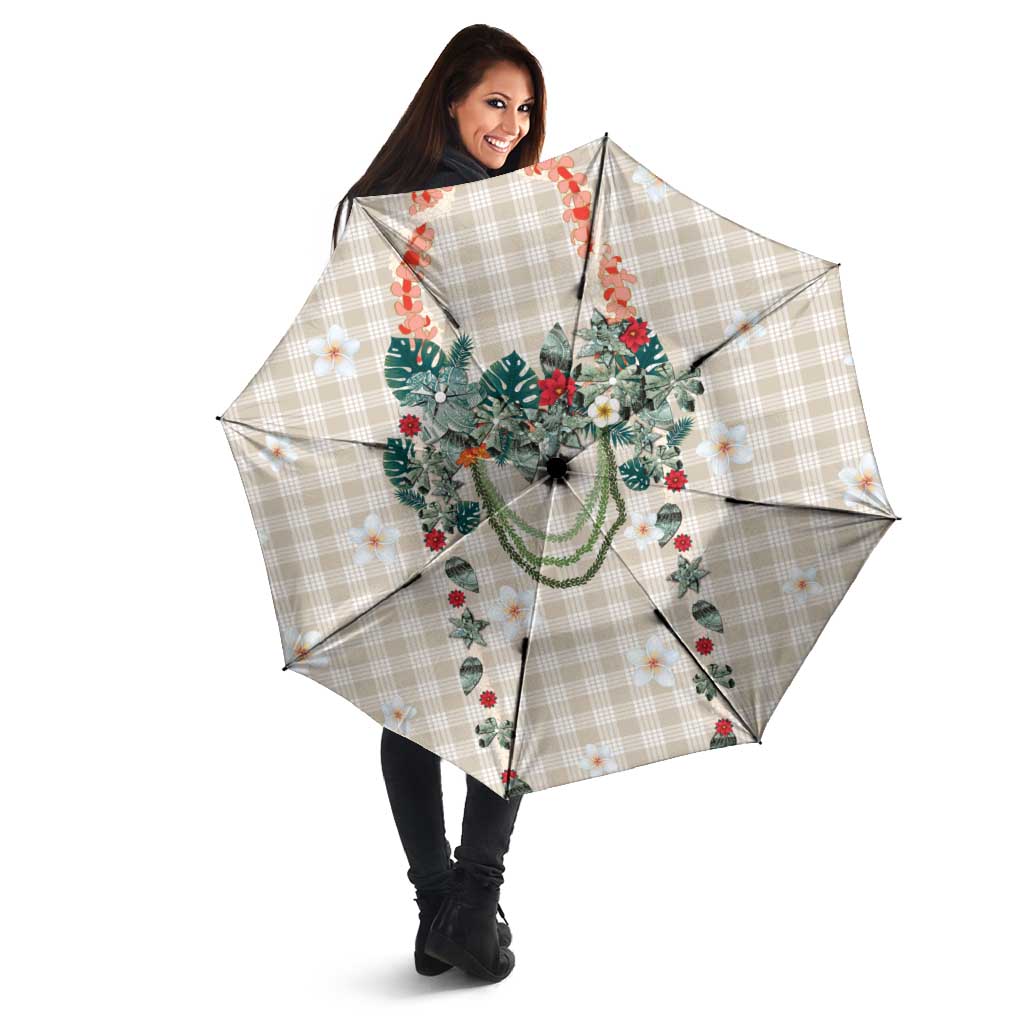 Brown Hawaiian Palaka Umbrella Kukui Nut Money Lei LT9 - Polynesian Pride