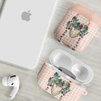 Peach Hawaiian Palaka AirPods Case Kukui Nut Money Lei LT9 - Polynesian Pride