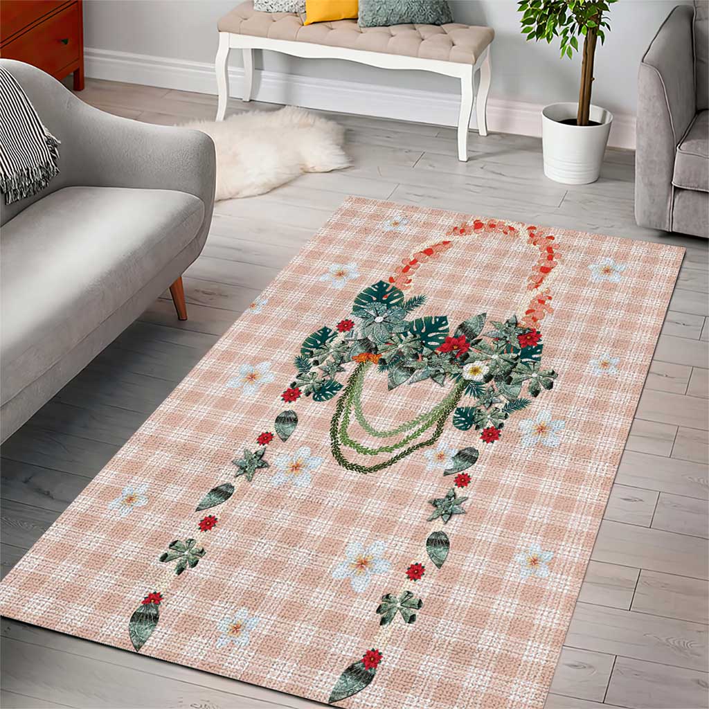 Peach Hawaiian Palaka Area Rug Kukui Nut Money Lei LT9 - Polynesian Pride