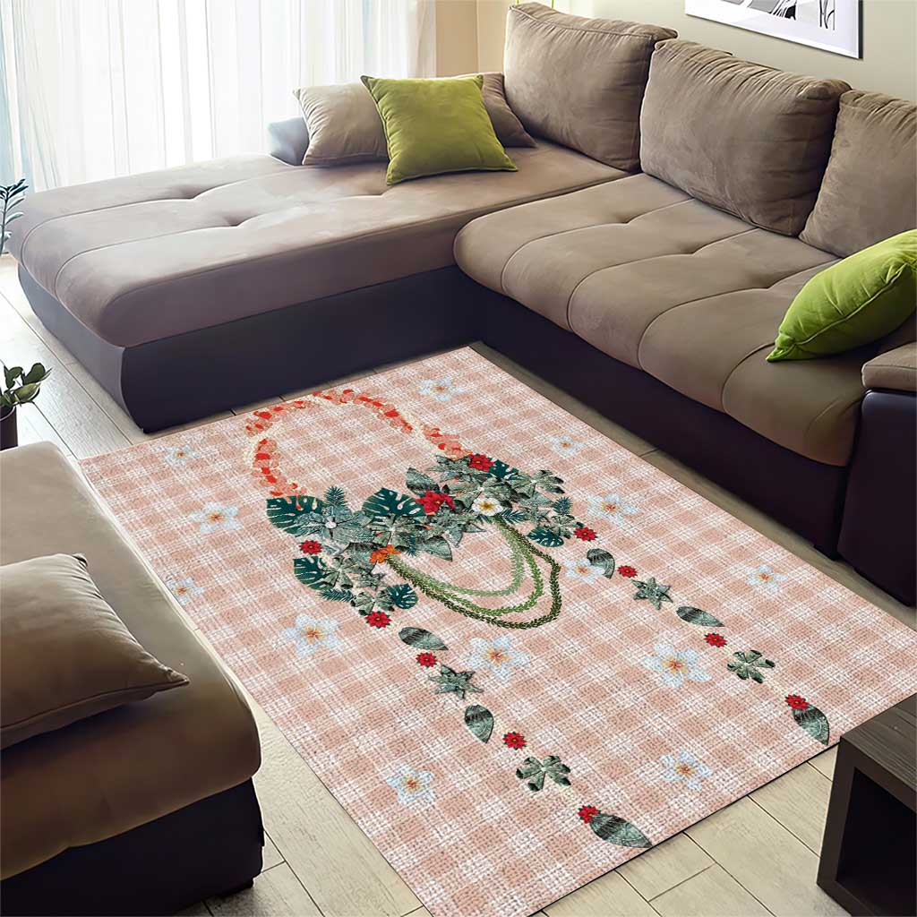 Peach Hawaiian Palaka Area Rug Kukui Nut Money Lei LT9 - Polynesian Pride