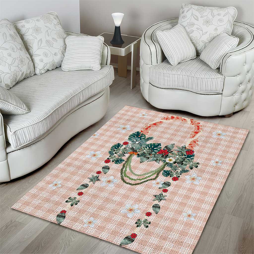 Peach Hawaiian Palaka Area Rug Kukui Nut Money Lei LT9 - Polynesian Pride
