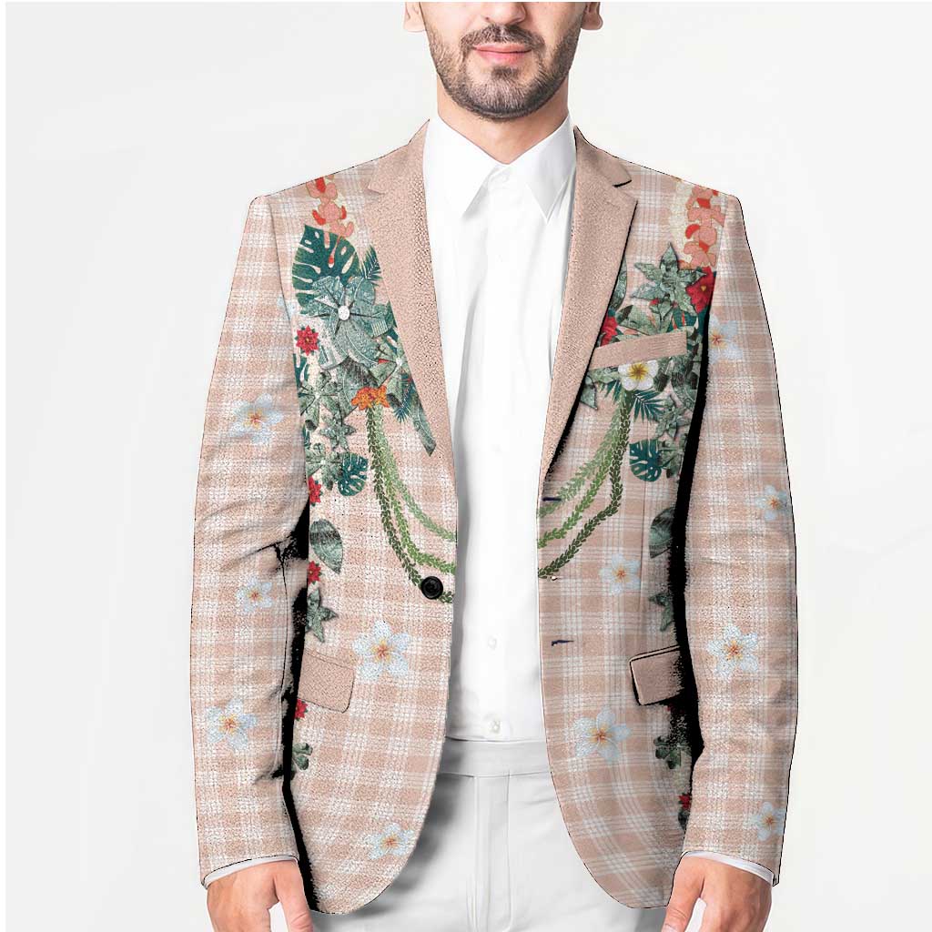 Peach Hawaiian Palaka Blazer Kukui Nut Money Lei LT9 - Polynesian Pride