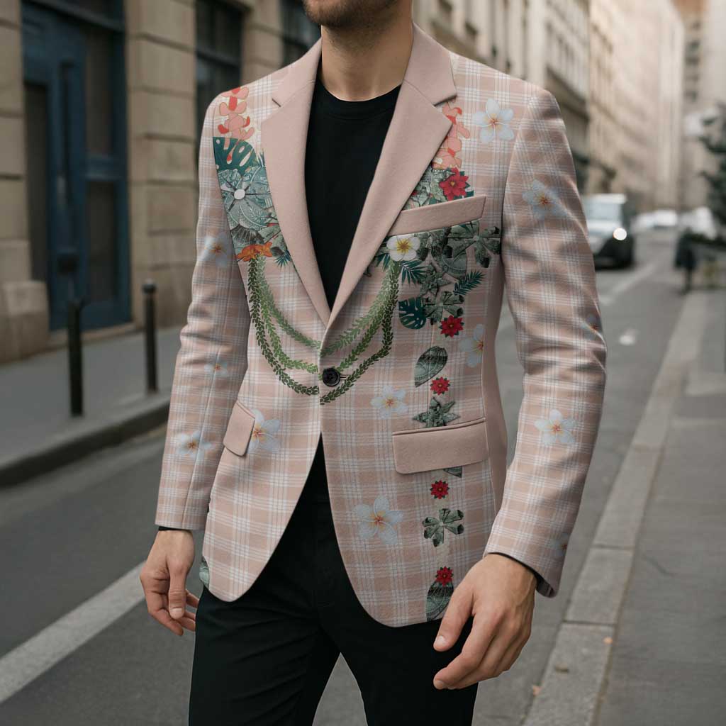 Peach Hawaiian Palaka Blazer Kukui Nut Money Lei LT9 - Polynesian Pride
