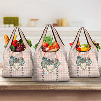 Peach Hawaiian Palaka Grocery Bag Kukui Nut Money Lei LT9 3-pack One Size Peach - Polynesian Pride