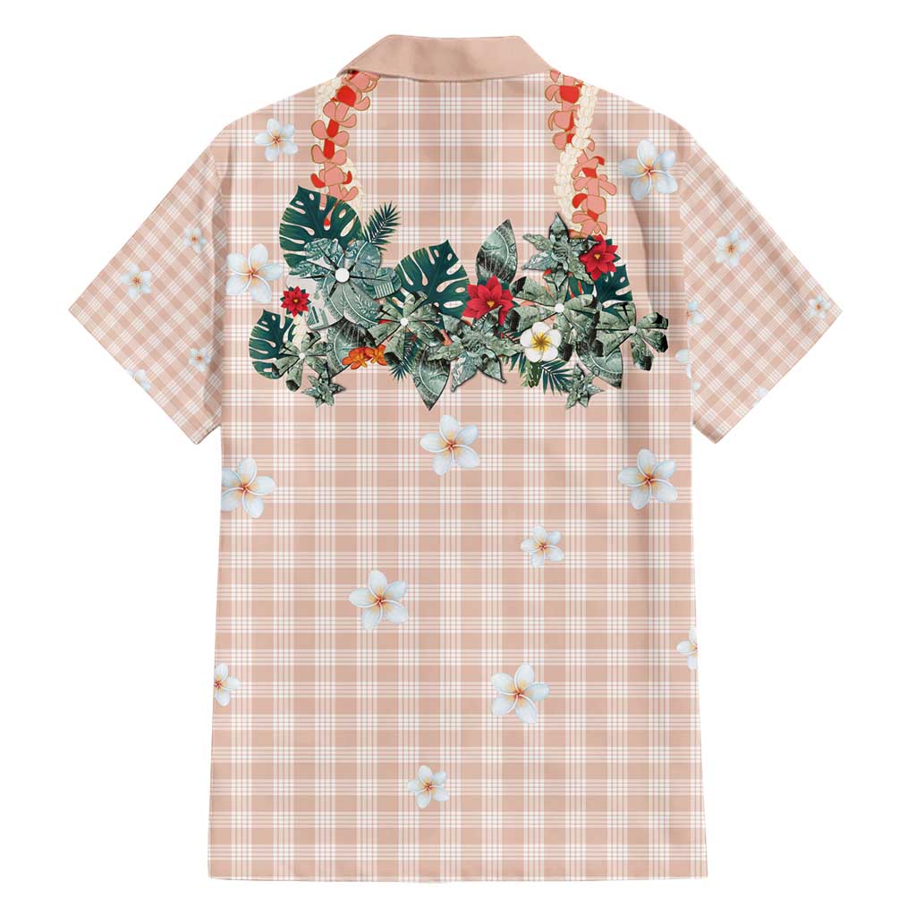 Peach Hawaiian Palaka Hawaiian Shirt Kukui Nut Money Lei LT9 - Polynesian Pride