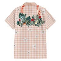Peach Hawaiian Palaka Hawaiian Shirt Kukui Nut Money Lei LT9 - Polynesian Pride