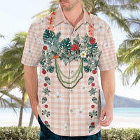 Peach Hawaiian Palaka Hawaiian Shirt Kukui Nut Money Lei LT9 - Polynesian Pride