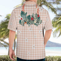 Peach Hawaiian Palaka Hawaiian Shirt Kukui Nut Money Lei LT9 - Polynesian Pride