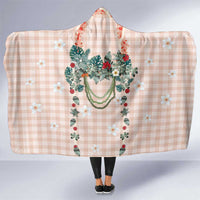 Peach Hawaiian Palaka Hooded Blanket Kukui Nut Money Lei LT9 One Size Peach - Polynesian Pride