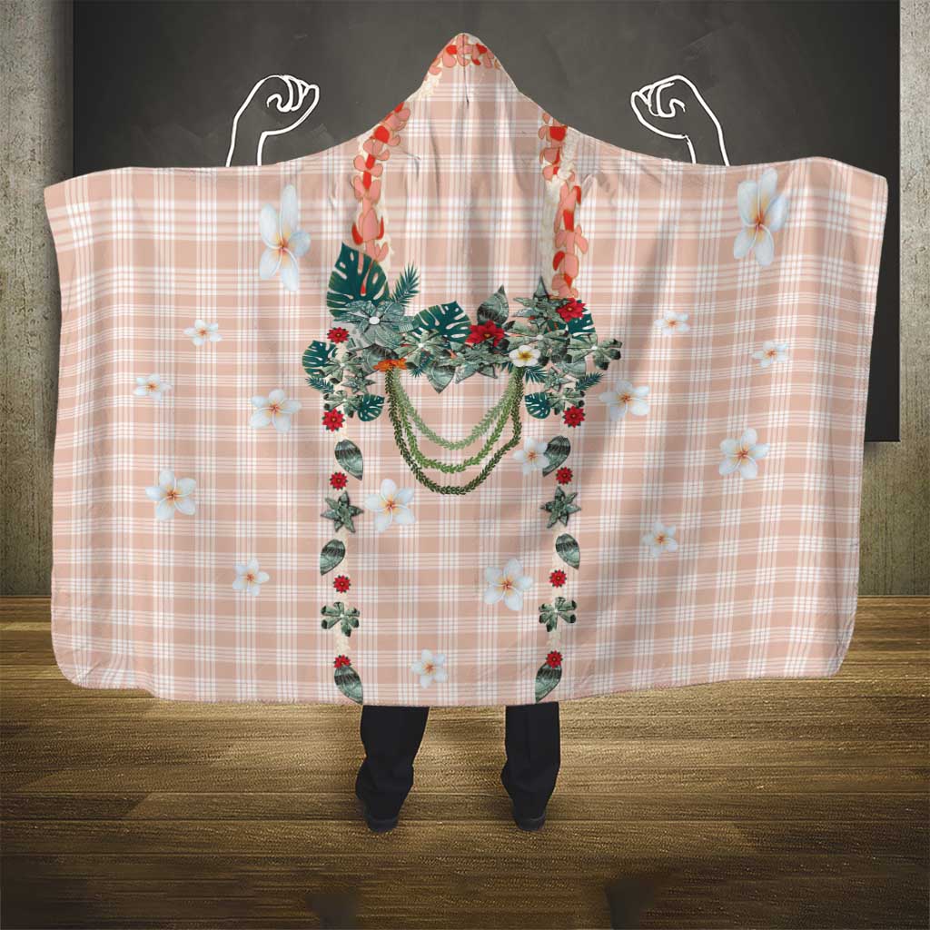 Peach Hawaiian Palaka Hooded Blanket Kukui Nut Money Lei LT9 - Polynesian Pride