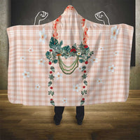Peach Hawaiian Palaka Hooded Blanket Kukui Nut Money Lei LT9 - Polynesian Pride