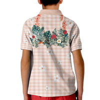 Peach Hawaiian Palaka Kid Polo Shirt Kukui Nut Money Lei LT9 - Polynesian Pride