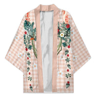 Peach Hawaiian Palaka Kimono Kukui Nut Money Lei LT9 Unisex Peach - Polynesian Pride