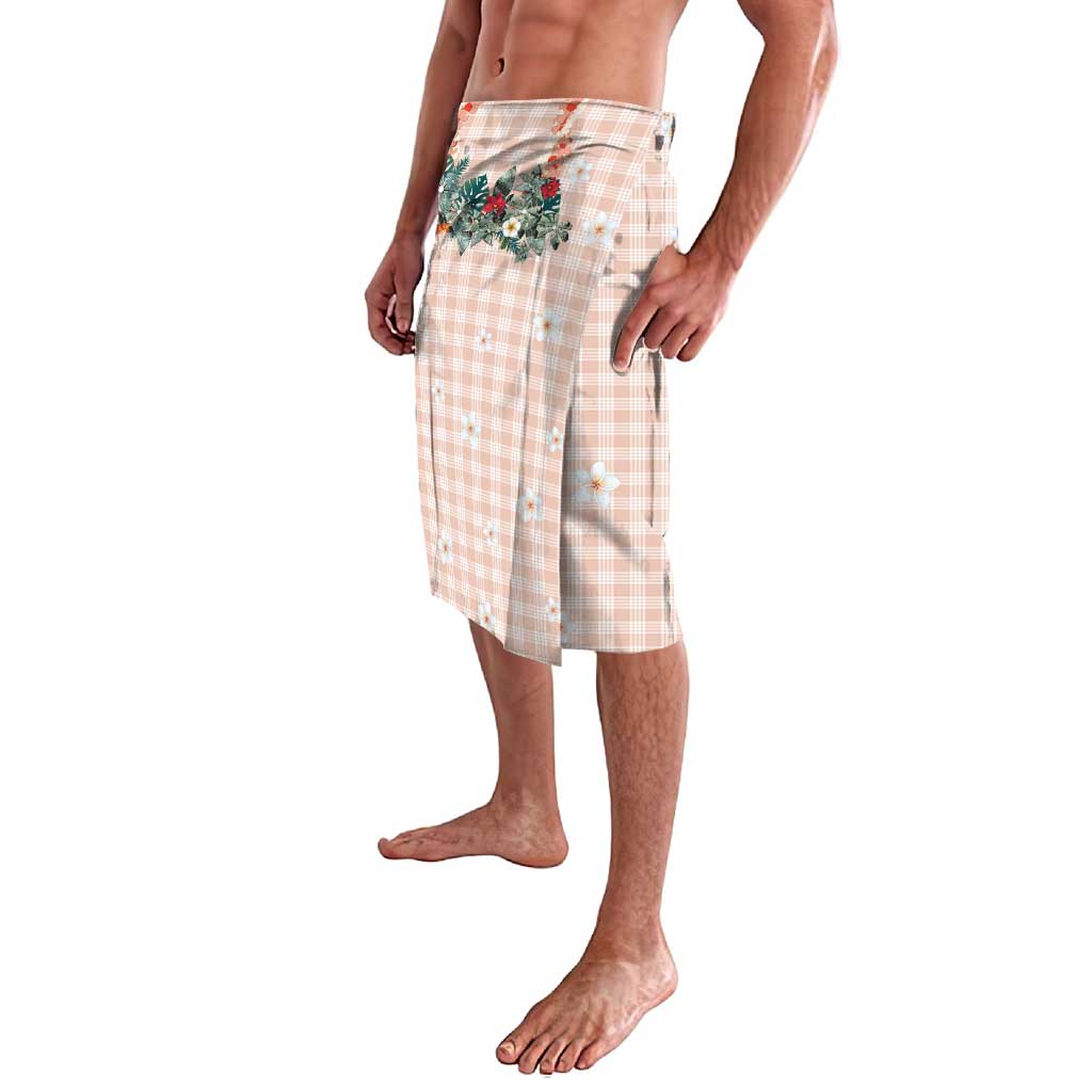 Peach Hawaiian Palaka Lavalava Kukui Nut Money Lei LT9 - Polynesian Pride