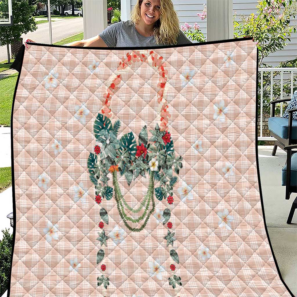 Peach Hawaiian Palaka Quilt Kukui Nut Money Lei LT9 Peach - Polynesian Pride