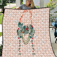 Peach Hawaiian Palaka Quilt Kukui Nut Money Lei LT9 Peach - Polynesian Pride