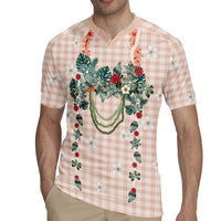 Peach Hawaiian Palaka Rugby Jersey Kukui Nut Money Lei LT9 - Polynesian Pride